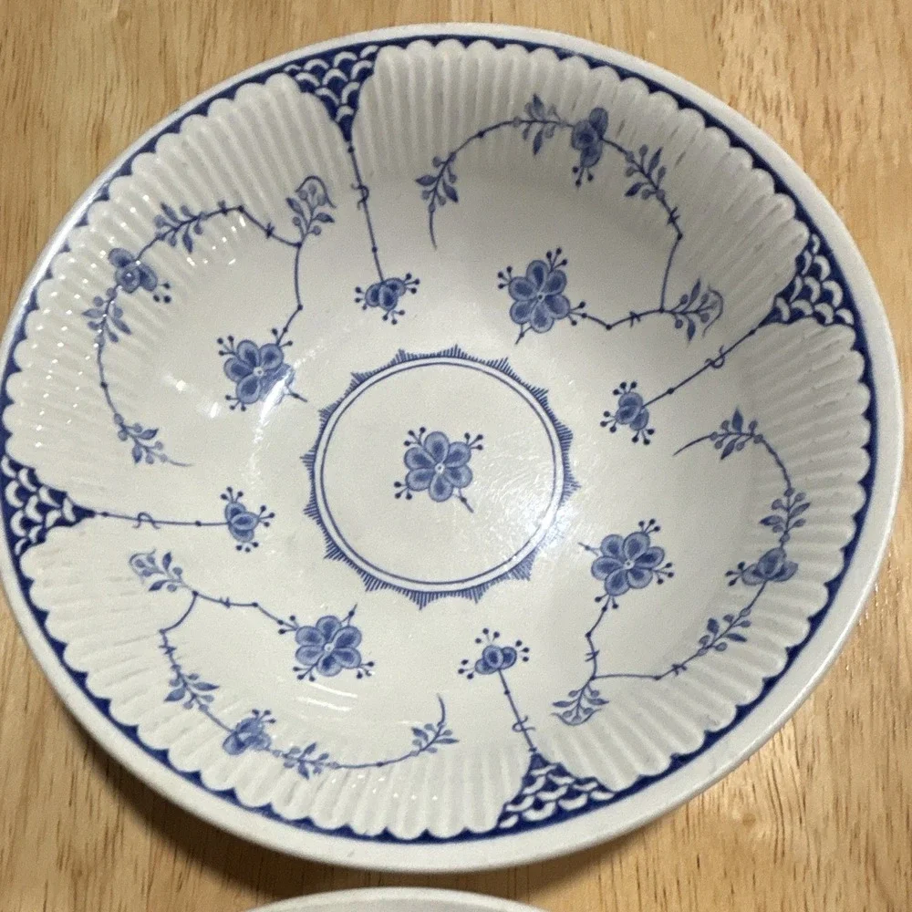 Franciscan Denmark Ironstone Cereal Bowls, Blue/White Floral, 7 in, Set of 2